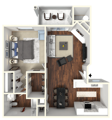 One bedroom floor plan